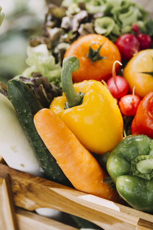 panier méditerranéen, légumes colorés